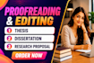 professionally proofread and edit thesis, dissertation, and research proposal