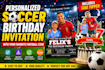 create a personalized soccer kids birthday invitation with cake topper