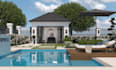 do 3d fire pit design, 3d balcony, backyard, patio pool, 3d landscape design