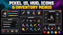 design pixel UI,pixel hud, icons and inventory menus