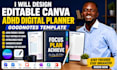design editable canva adhd planner digital planner goodnotes template