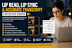lip read, lip syncing and accurate transcript for silent video