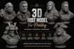sculpt realistic 3d head bust model for face stl 3d printing