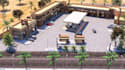 refined 3d gas, petrol,fire station layout design, commercial environment render