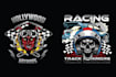 make custom classic skull helmet racing car logo