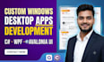 develop a custom windows desktop application in c sharp, wpf, avalonia