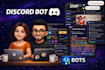 custom bots for discord, telegram, whatsapp