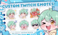 draw cute chibi twitch emotes, sub badges and discord emojis
