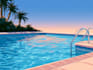 do render swimming pool, backyard, villa landscape
