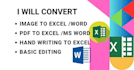 create image, pdf, scanned to ms word, ms excel sheet