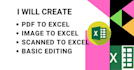 convert image, pdf, scanned, hand writing to ms excel sheet