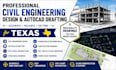 provide civil engineering design and autocad drafting for texas