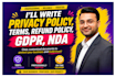 write privacy policy, terms, gdpr, disclaimer, nda, refund policy