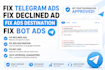 fix telegram ads fix decline ad, fix ads destination,  telegram ad, fix bot  ads