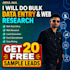 do bulk data entry, web research and excel spreadsheet