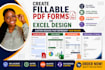 create fillable PDF forms or excel design custom invoice,  receipt, letterhead