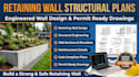 engineered retaining wall elevations, sections, reinforcement layout