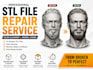 repair stl file, custom file modification 3d printing