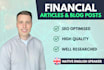 write fintech, investing, trading, crypto articles