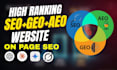 optimize your website with on page seo geo aeo optimization, execute semrush aeo