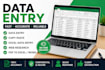 accurate data entry, copy paste, excel, and web research , first 2 project free
