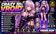 create 3d character model for 3d vtuber, vrchat, rigging, anime and 3d vroid