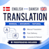 translate english to danish and danish to english manually