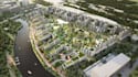 visualize site plan in 3d rendering,urban city plan design, 3d aerial masterplan
