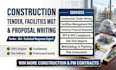 write construction tender, facilities management bid and technical proposal