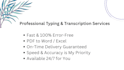 do professional typing and transcription