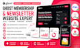 ghost membership website, subscription website, ghost email newsletter website