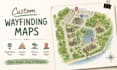 design wayfinding maps, campus maps, resort maps, visitor maps