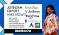 create an online survey or questionnaira, jotform, typeform, google form , API