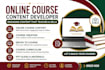 develop e learning course curriculum, online course content and training manual