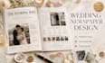 create a wedding newspaper and magazine style invitation in canva