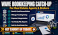 catch up wave bookkeeping and organize mileage expense tracking for agents