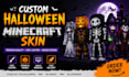 custom halloween minecraft skin, spooky character ghost zombie, witch, vampire