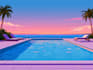 do render swimming pool, backyard, villa landscape