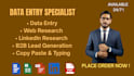 data entry, web research, linkedin research