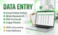 do accurate data entry, copy paste, web research and excel data entry