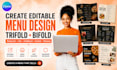 create editable trifold bifold menu chalkboard cocktail takeaway menu design
