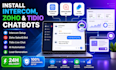 install intercom chatbots, zoho chatbot in sales iq and tidio live chat