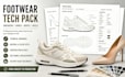 create footwear tech pack, sneaker, shoe, heels design and technical drawing