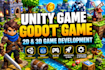 develop 2d 3d godot game, unity game, unity game development