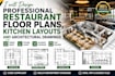 design professional restaurant floor plans, kitchen layouts architecture drawing