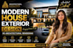 design modern house exterior and 3d architectural rendering