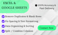 do google sheets and excel data formatting,  cleanup work