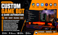 develop a game bot, automation, python bot, telegram bot, roblox, PC game