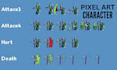 make pixel art character, sprite sheet, game assets, pixel animation