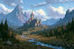 create stunning fantasy background and scenery illustration